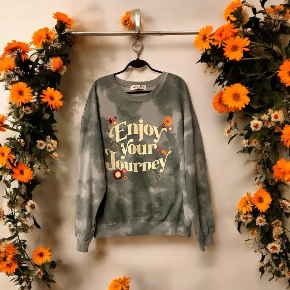 Wound Up Green 'Enjoy Your Journey' Tie Dye Sweatshirt